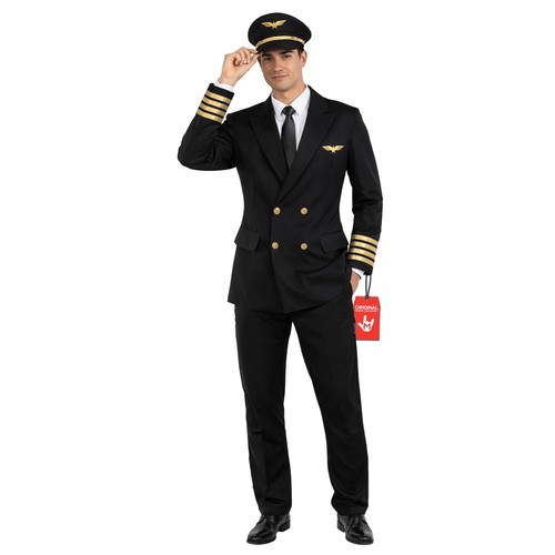 Costume uomo nero pilota - costume, aereo